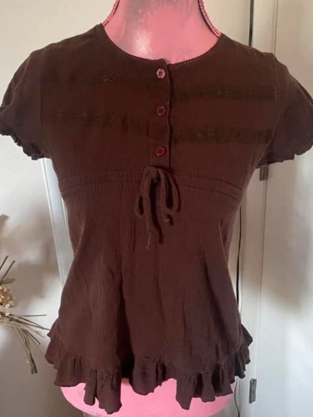 vintage My Michelle brown babydoll lace top
